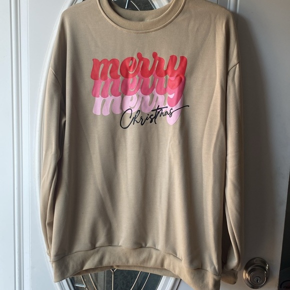 Women Merry Christmas Crewneck Sweatshirt Graphic Shirt Long Sleeve Xmas Size L - Picture 7 of 12